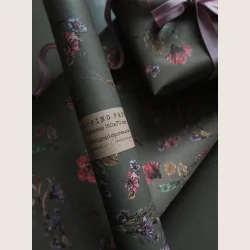 Gavepapir med blomster - 3 ark