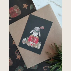 Lille kanin med julegaver - lille kort